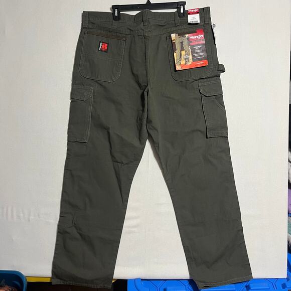 Wrangler Riggs Workwear Ranger Cargo Pants Ripstop Double Knee Green - Size 40 - Picture 3 of 7